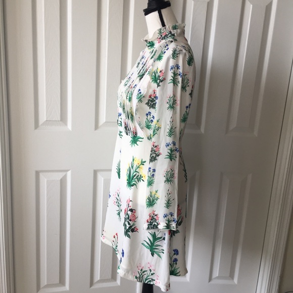 Silk tuxedo pleat ruffle lace flower white dress - Picture 3 of 16